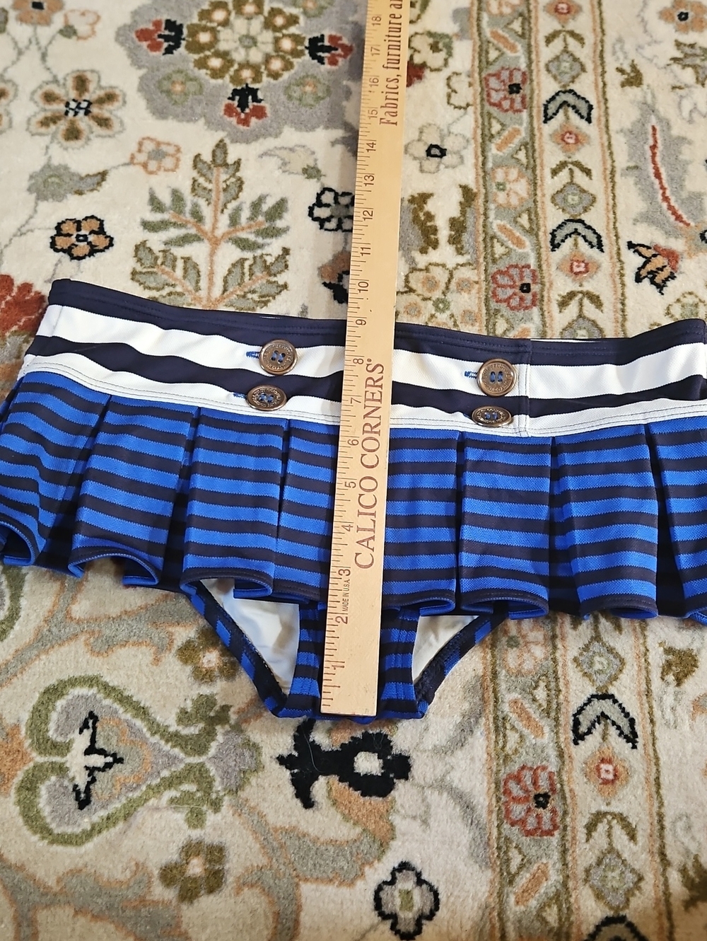 Juicy Couture Navy and White Striped  Bikini Swim with Gold Logo Buttons - Picture 8 of 8